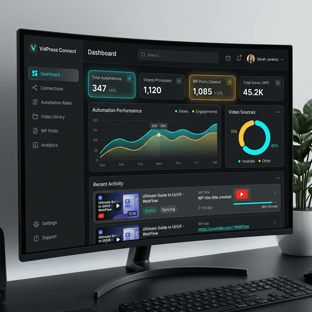 YouTube to WordPress Dashboard preview